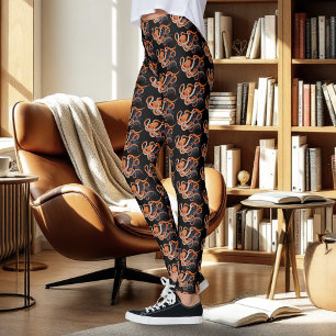 Octopus Orange Mandala Blue Leggings