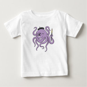 Octopus Painter Paint brush Baby T-Shirt