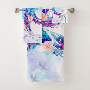 octopus pastel in dream bath towel set