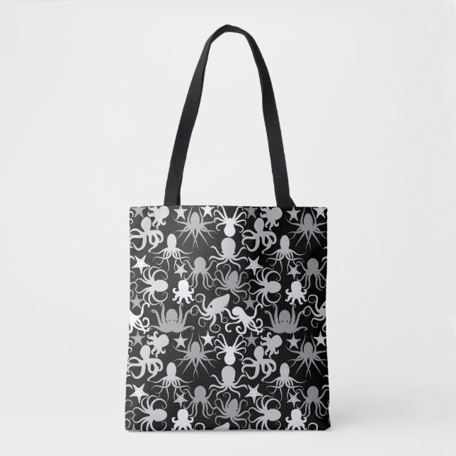 Octopus Pattern.b Black BG Tote Bag (Front)
