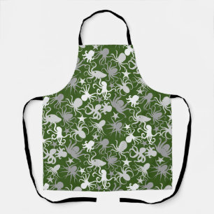 Octopus Pattern.b D Green BG Apron