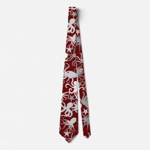Octopus Pattern.b D Red BG Tie