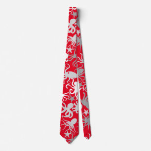 Octopus Pattern.b Red BG Tie