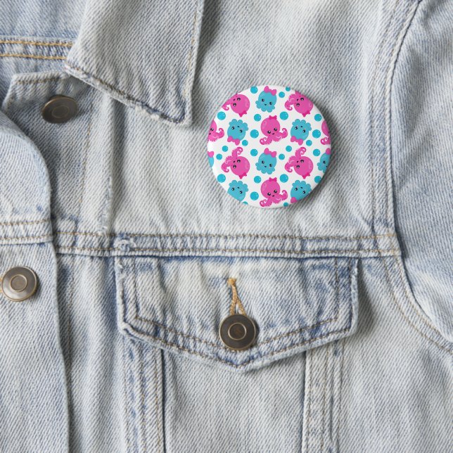Octopus Pattern, Cute Octopus, Sea Animals 6 Cm Round Badge (In Situ)