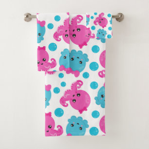 Octopus Pattern, Cute Octopus, Sea Animals Bath Towel Set