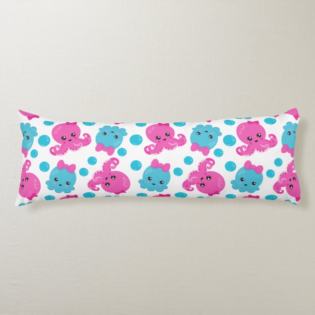 Octopus Pattern, Cute Octopus, Sea Animals Body Cushion (Front)