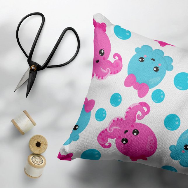 Octopus Pattern, Cute Octopus, Sea Animals Decorative Cushion (Creator Uploaded)