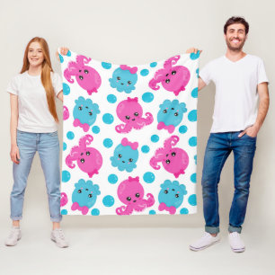 Octopus Pattern, Cute Octopus, Sea Animals Fleece Blanket