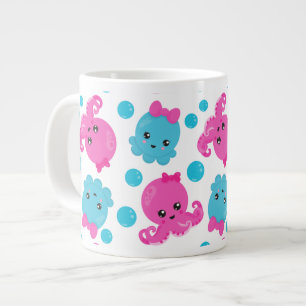 Octopus Pattern, Cute Octopus, Sea Animals Large Coffee Mug