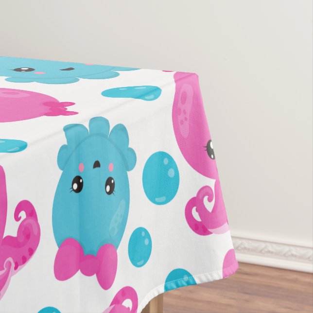 Octopus Pattern, Cute Octopus, Sea Animals Tablecloth (In Situ)
