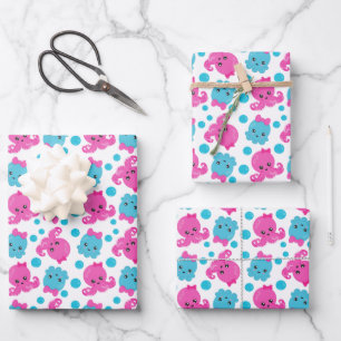 Octopus Pattern, Cute Octopus, Sea Animals Wrapping Paper Sheet