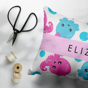 Octopus Pattern, Cute Octopus, Sea, Your Name Decorative Cushion