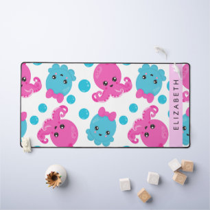 Octopus Pattern, Cute Octopus, Sea, Your Name Desk Mat