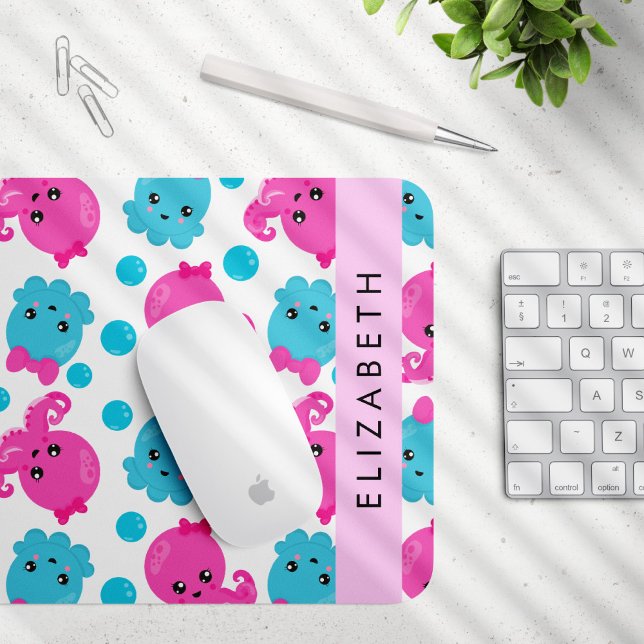 Octopus Pattern, Cute Octopus, Sea, Your Name Mouse Mat (Creator Uploaded)
