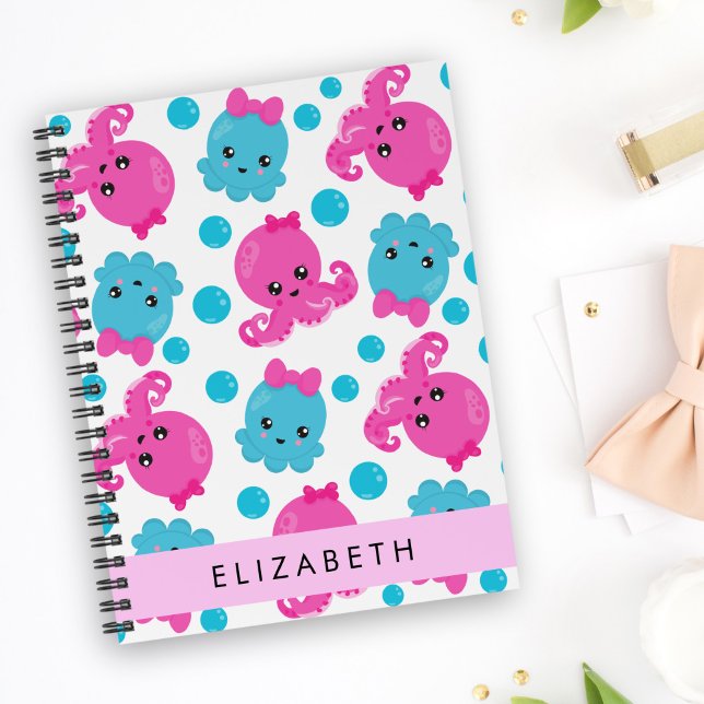 Octopus Pattern, Cute Octopus, Sea, Your Name Notebook (Creator Uploaded)