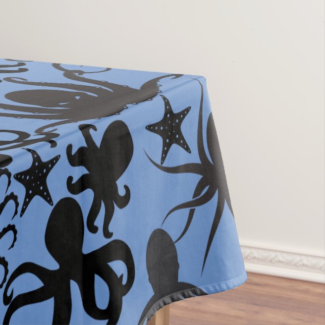 Octopus Pattern.w Blue BG Tablecloth (In Situ)