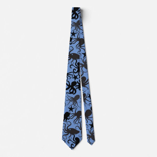 Octopus Pattern.w LBlue BG Tie (Front)