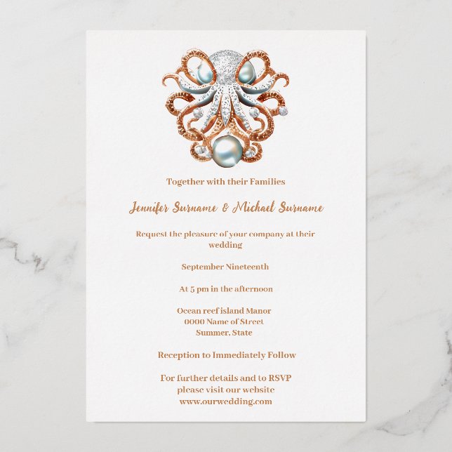 Octopus pearl nautical beach theme minimalist chic (Front)