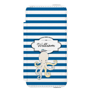Octopus Personalised Blue and White Stripe Incipio Watson™ iPhone 5 Wallet Case