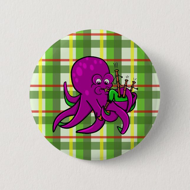 Octopus Piper Musical Instrument Illustration 6 Cm Round Badge (Front)