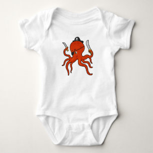 Octopus Pirate Pirate hat Baby Bodysuit