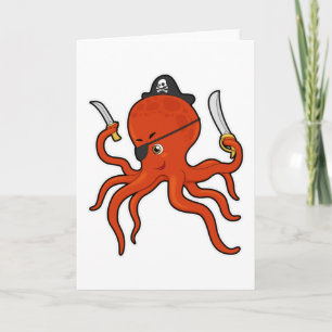 Octopus Pirate Pirate hat Card