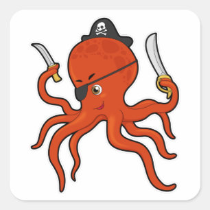 Octopus Pirate Pirate hat Square Sticker