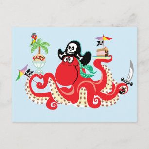 octopus pirate postcard