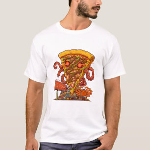Octopus Pizza Monster Japanese City Art T-Shirt