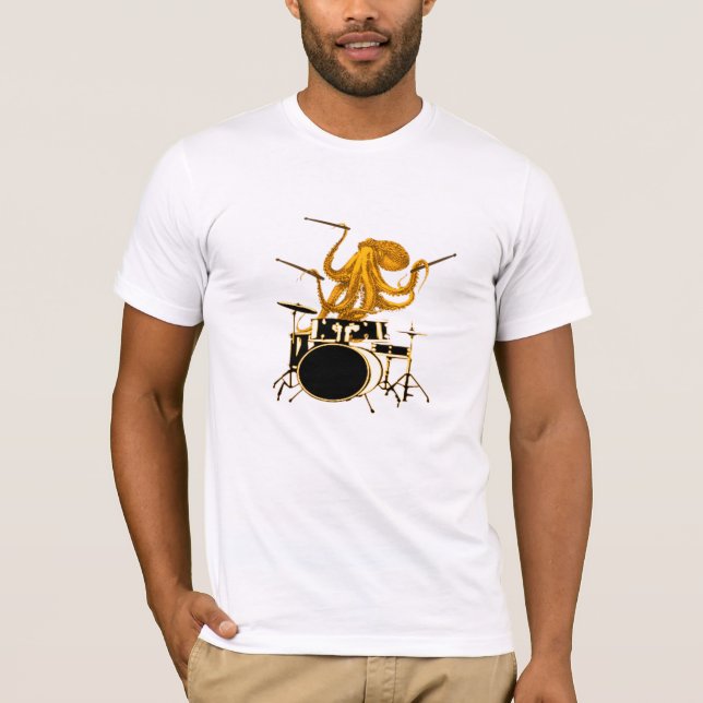 Octopus playing drums drummer shirt drum tee shirt (Front)