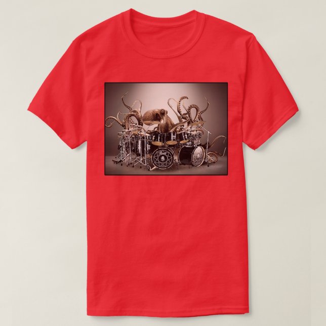 Octopus Playing Drums Parody  T-Shirt (Design Front)