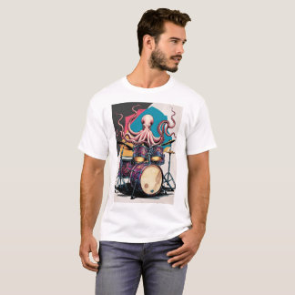 octopus playing drums t shirt