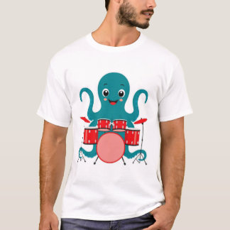 octopus playing drums t shirt