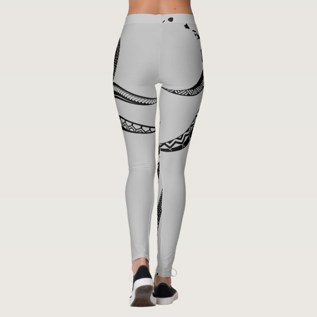 OCTOPUS POLYNESIAN TRIBAL HAWAII ISLANDS Blk Leggings (Back)