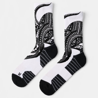 OCTOPUS POLYNESIAN TRIBAL HAWAII ISLANDS Blk Socks