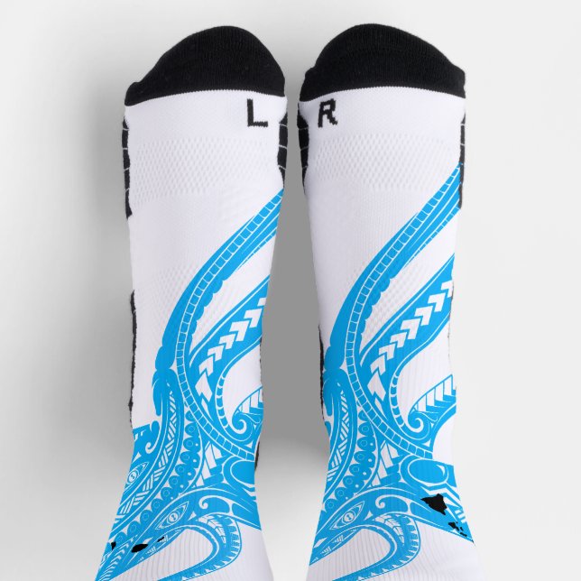 OCTOPUS POLYNESIAN TRIBAL HAWAII ISLANDS LtBlue Socks (Top)