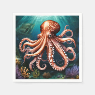 Octopus Portrait Ocean Napkin