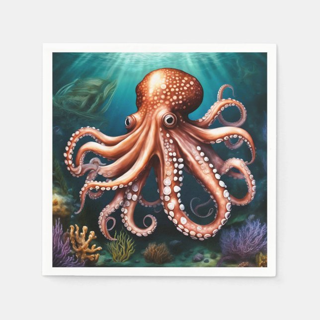 Octopus Portrait Ocean Napkin (Front)