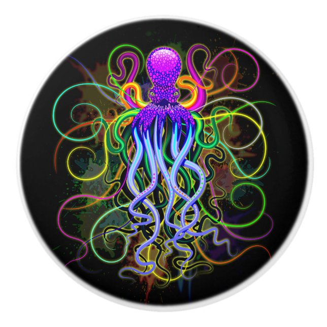 Octopus Psychedelic Luminescence Ceramic Knob (Front)