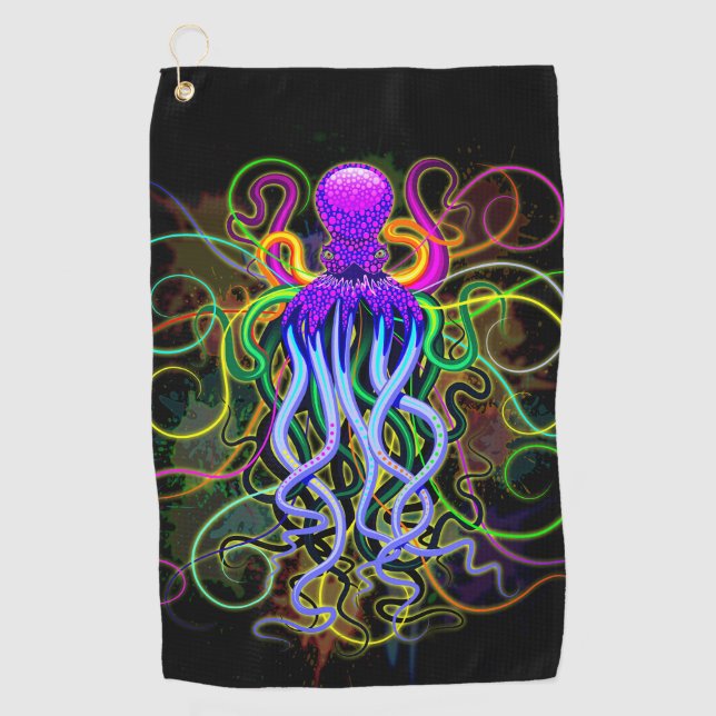 Octopus Psychedelic Luminescence Golf Towel (Front)
