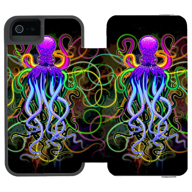 Octopus Psychedelic Luminescence Incipio iPhone Wallet Case (Folio Open)