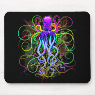 Octopus Psychedelic Luminescence Mouse Mat
