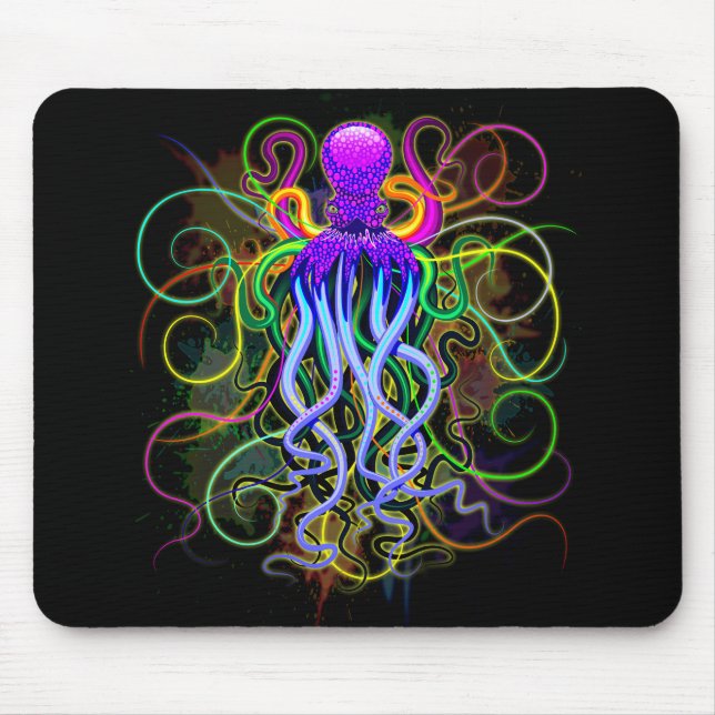 Octopus Psychedelic Luminescence Mouse Mat (Front)