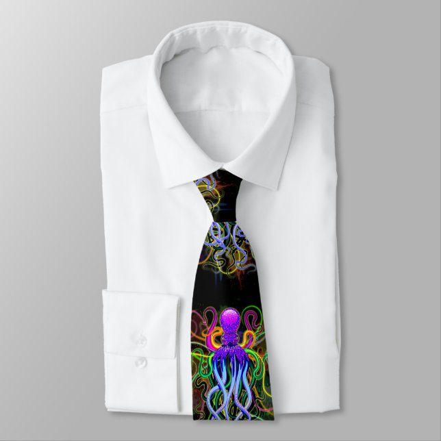 Octopus Psychedelic Luminescence Tie (Tied)