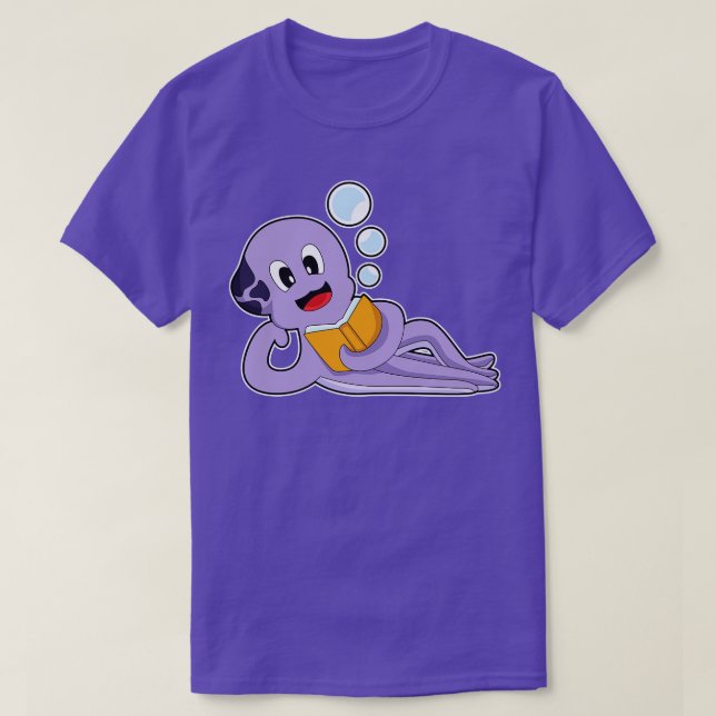 Octopus Reading Book T-Shirt (Design Front)