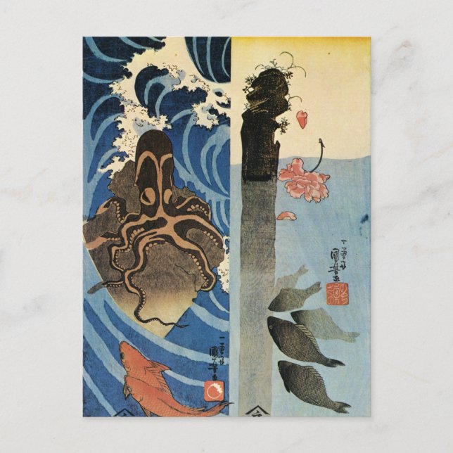 Octopus, Red Fish by Utagawa Kuniyoshi Postcard (Front)