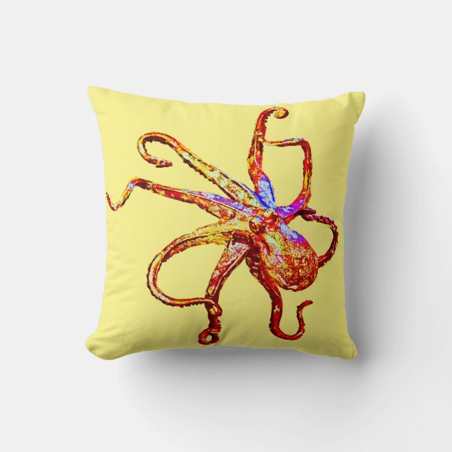 Octopus red yellow cushion (Front)