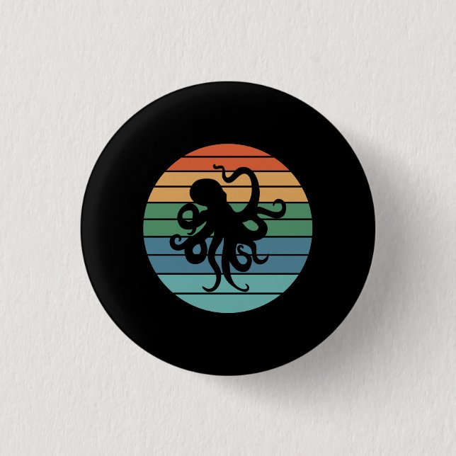 Octopus Retro 3 Cm Round Badge (Front)