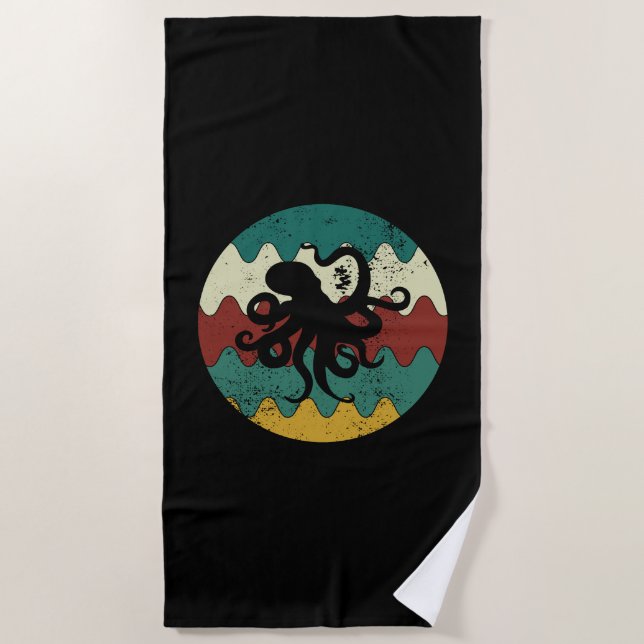 Octopus Retro Beach Towel (Front)