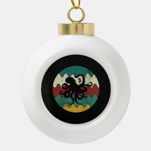 Octopus Retro  Ceramic Ball Christmas Ornament